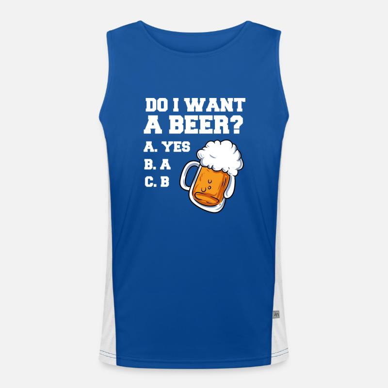 Do I want Beer A B C YES Funny Beer Drinker Design Men's Functional Contrast Tank Top 