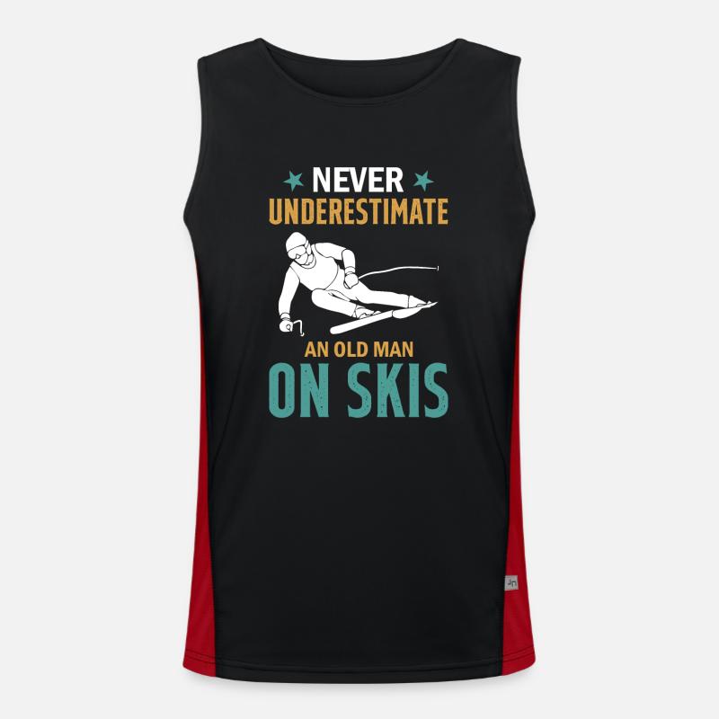 Ski Winter Skiing - Never Underestimate An Old Man Funktionelles Kontrast-Tank Top für Männer 