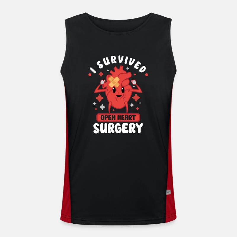 Heart Attack Open Heart Surgery Heart Surgery Gift Men's Functional Contrast Tank Top 