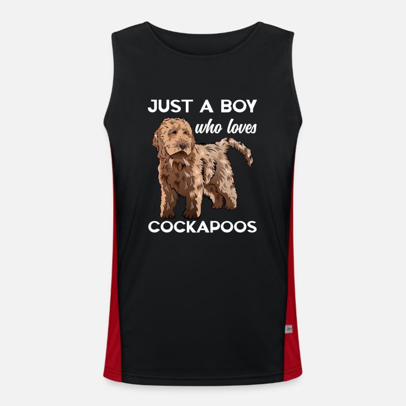 Cockapoo Dog - Men's Functional Contrast Tank Top  - black/red