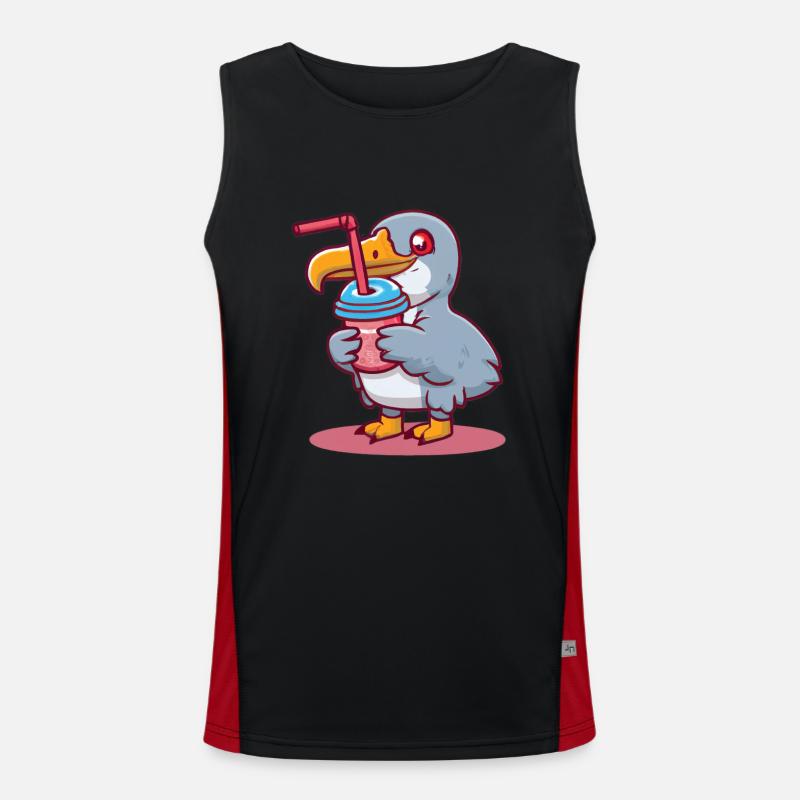 Shoebill stork drinks bubble tea Men's Functional Contrast Tank Top 
