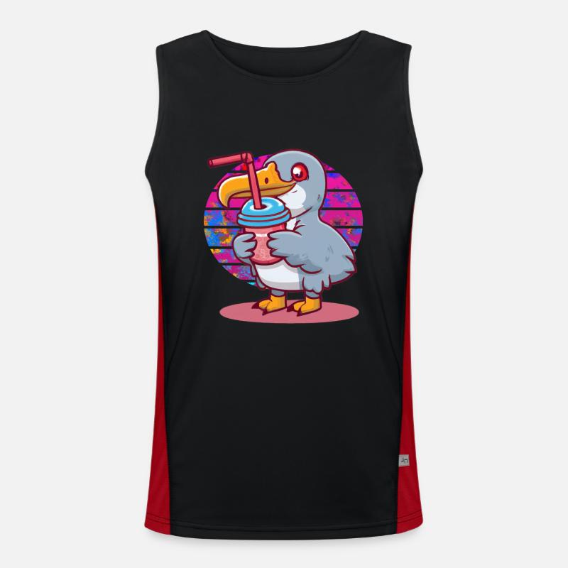 Shoebill stork drinks bubble tea Men's Functional Contrast Tank Top 