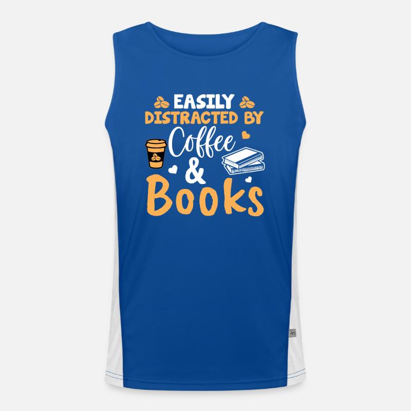 Easily distracted coffee & books Débardeur respirant contrasté Homme 