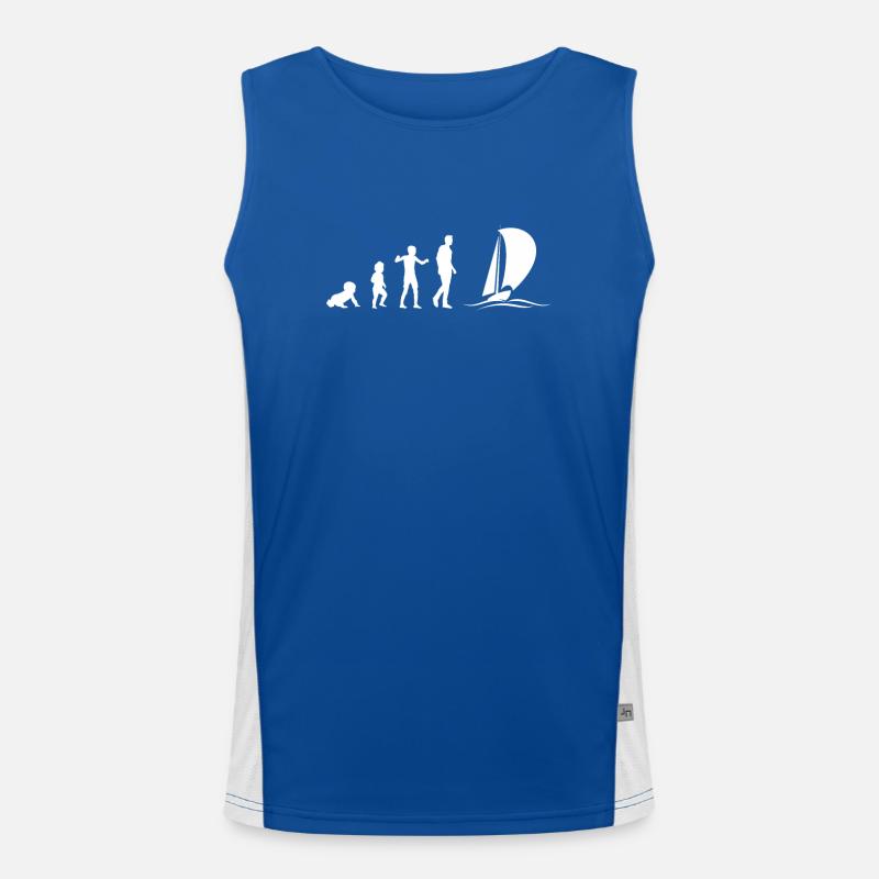 Evolution Boot Mann Humor Segelboot Segeln Marine Funktionelles Kontrast-Tank Top für Männer 