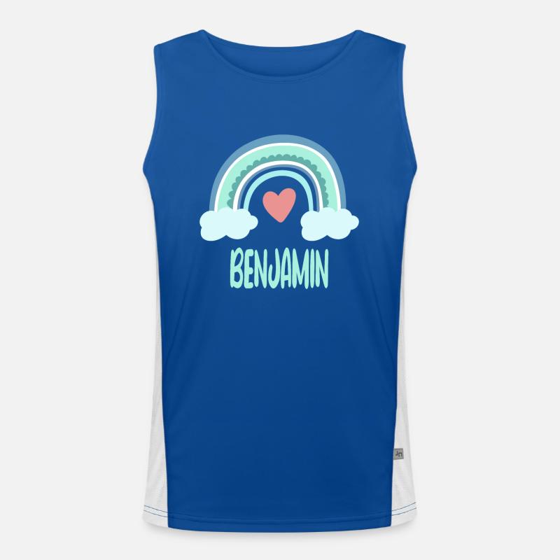 Benjamin Name Regenbogen Baby Funktionelles Kontrast-Tank Top für Männer 