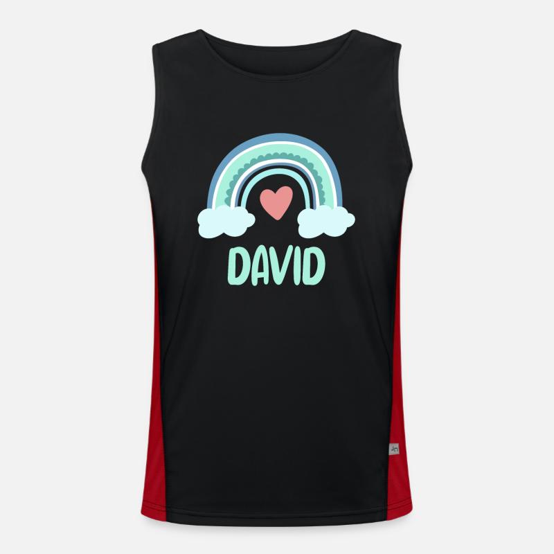 David Name Regenbogen Baby Funktionelles Kontrast-Tank Top für Männer 