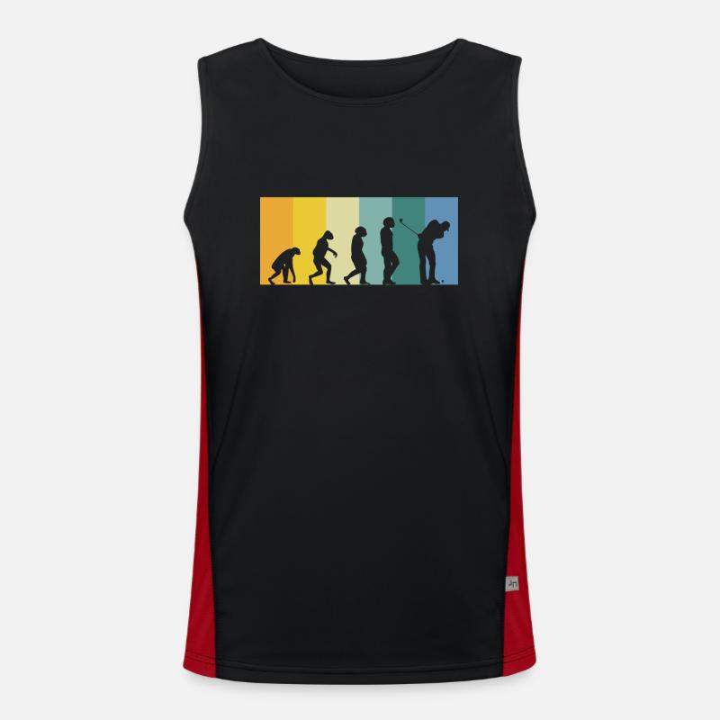 Evolution Golfer - golfing retro vintage colors Men's Functional Contrast Tank Top 