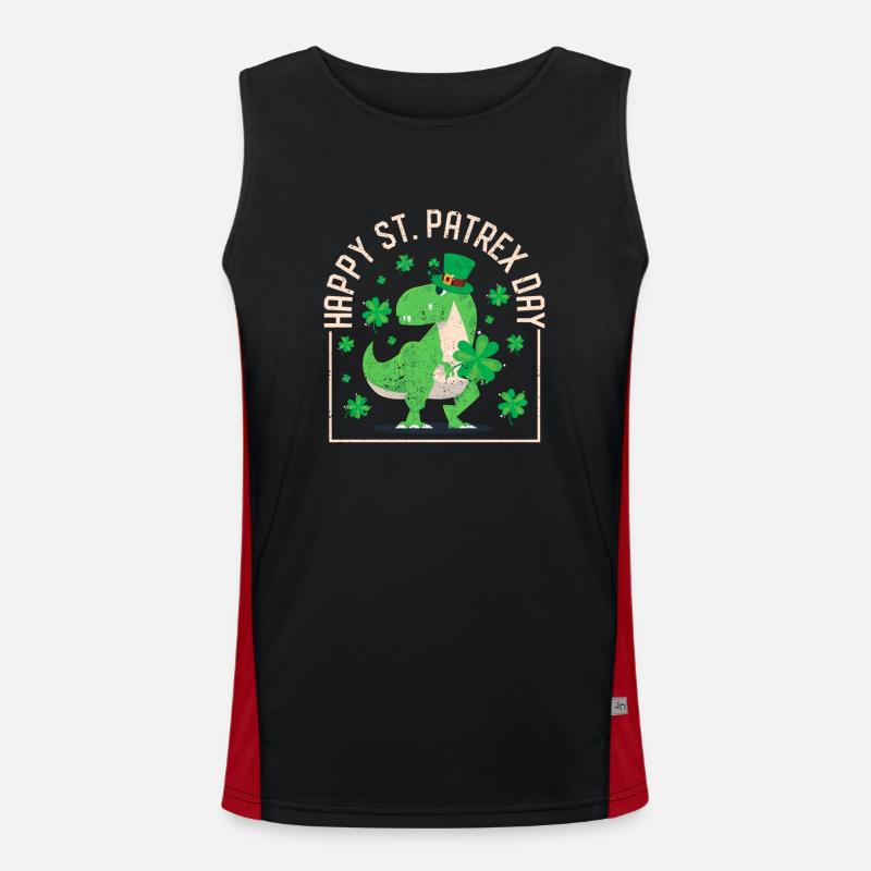 Glücklich St. Patrex Day Funny Irish T-Rex Saint Funktionelles Kontrast-Tank Top für Männer 