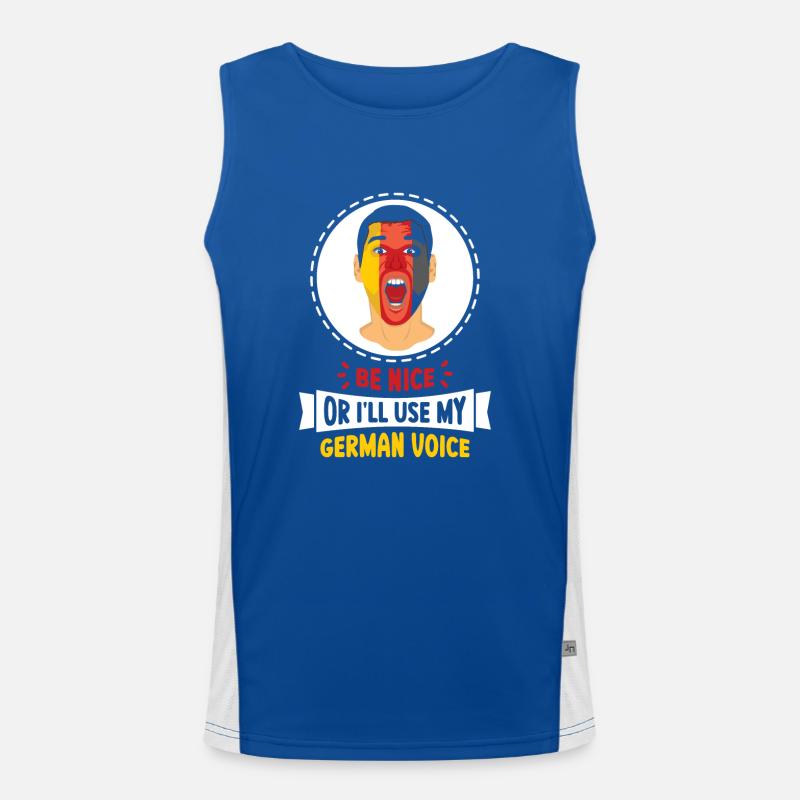 Sei Nett Oder Ich Benutze Meine Deutsche Stimme Funktionelles Kontrast-Tank Top für Männer 