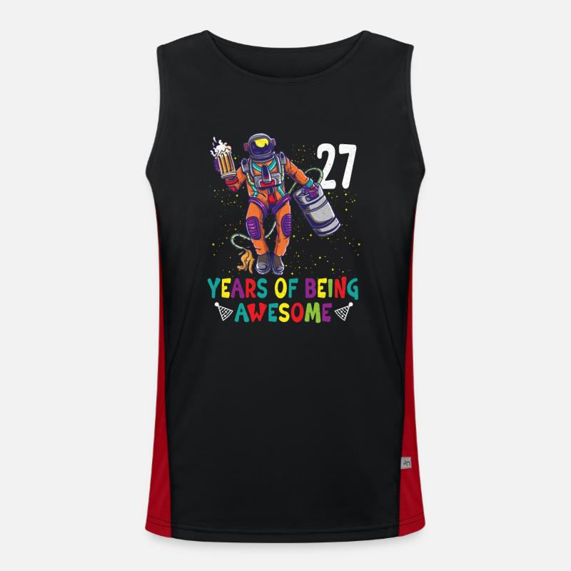 27th Birthday Astronaut Astronomy Solar System Funktionelles Kontrast-Tank Top für Männer 