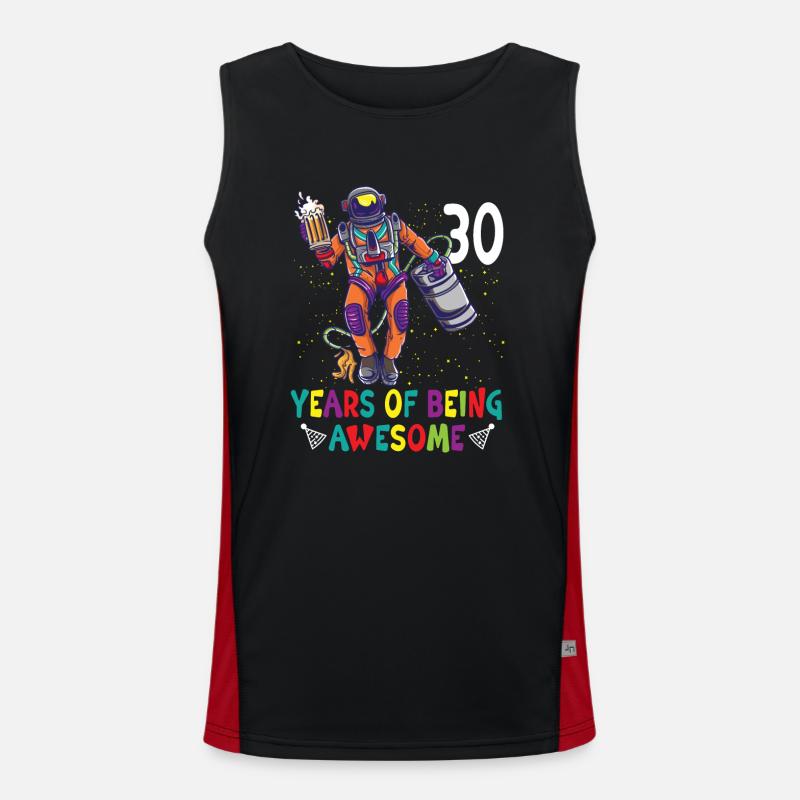 30th Birthday Astronaut Astronomy Solar System Funktionelles Kontrast-Tank Top für Männer 