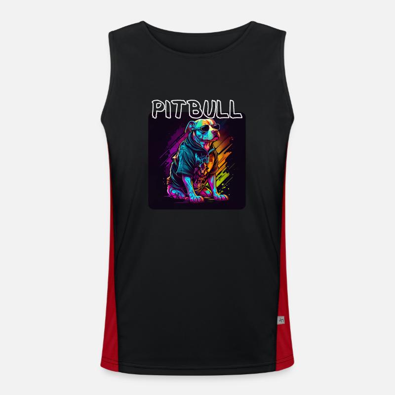 Graffiti Style - Cooler Pitbull 4 Funktionelles Kontrast-Tank Top für Männer 