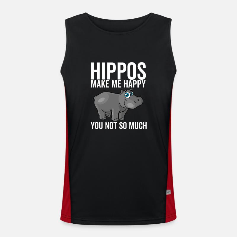 Nilpferde machen mich glücklich dich nicht so sehr Funktionelles Kontrast-Tank Top für Männer 