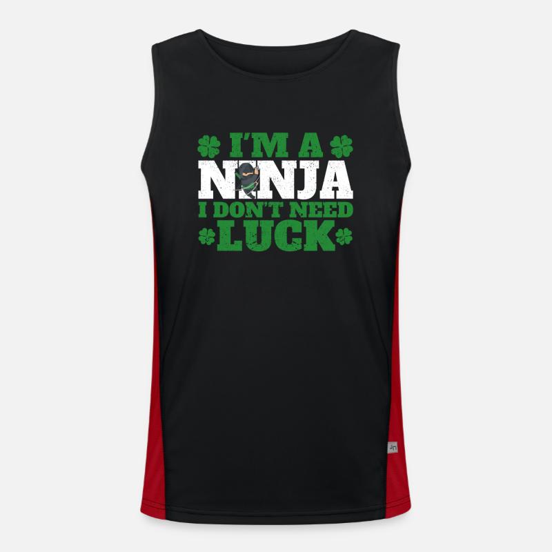Irish St Patricks Day Shamrock Ich bin ein Ninja Funktionelles Kontrast-Tank Top für Männer 