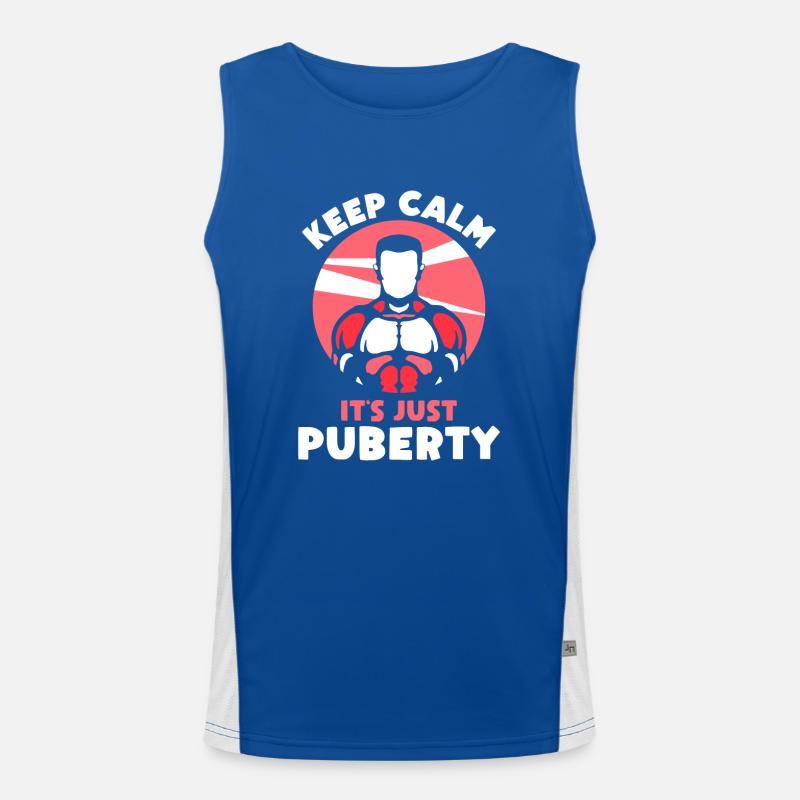 Keep calm Only puberty has grown up Men's Functional Contrast Tank Top 