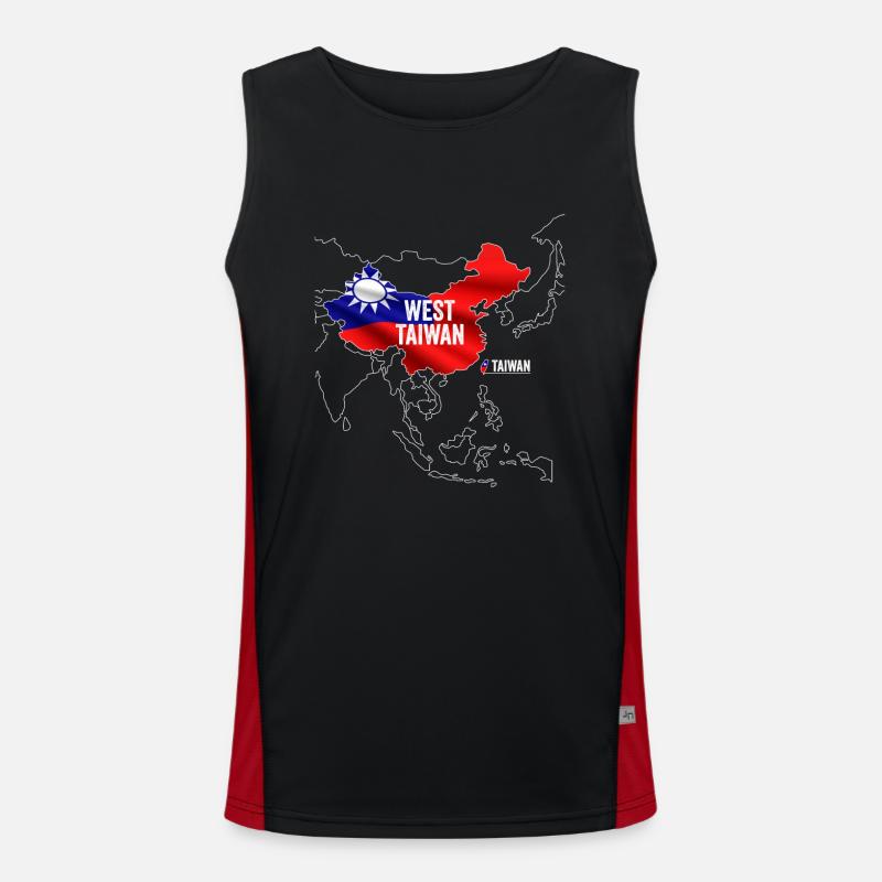 West Taiwan China Map Men's Functional Contrast Tank Top 
