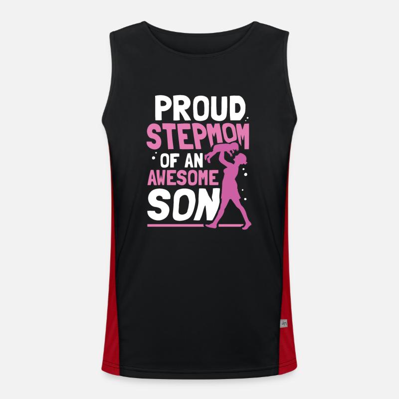 Stolze Stiefmutter Eines Großartigen Sohnes Kind Funktionelles Kontrast-Tank Top für Männer 