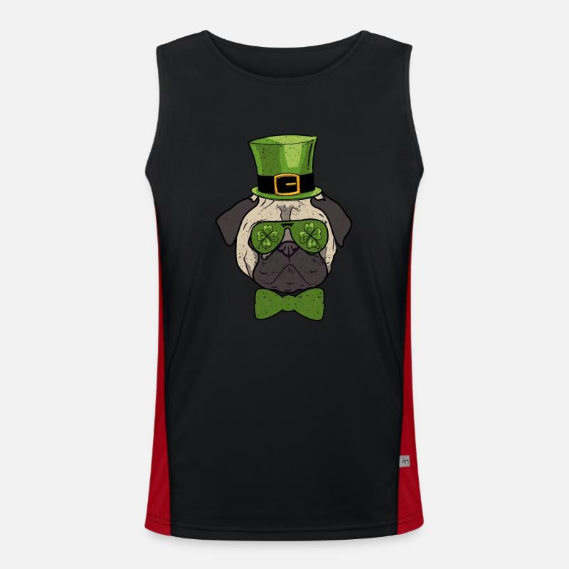 Leprechaun Hat Pug Pug Glasses St. Patrick's Men's Functional Contrast Tank Top 