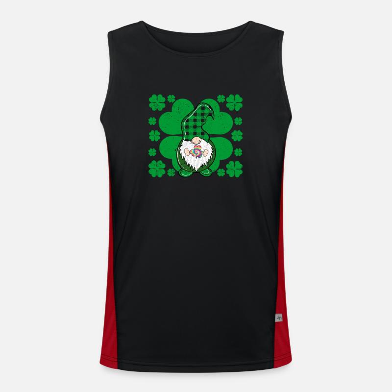 Gnome Krawatte Farbstoff Kleeblatt Kleeblatt St. Funktionelles Kontrast-Tank Top für Männer 