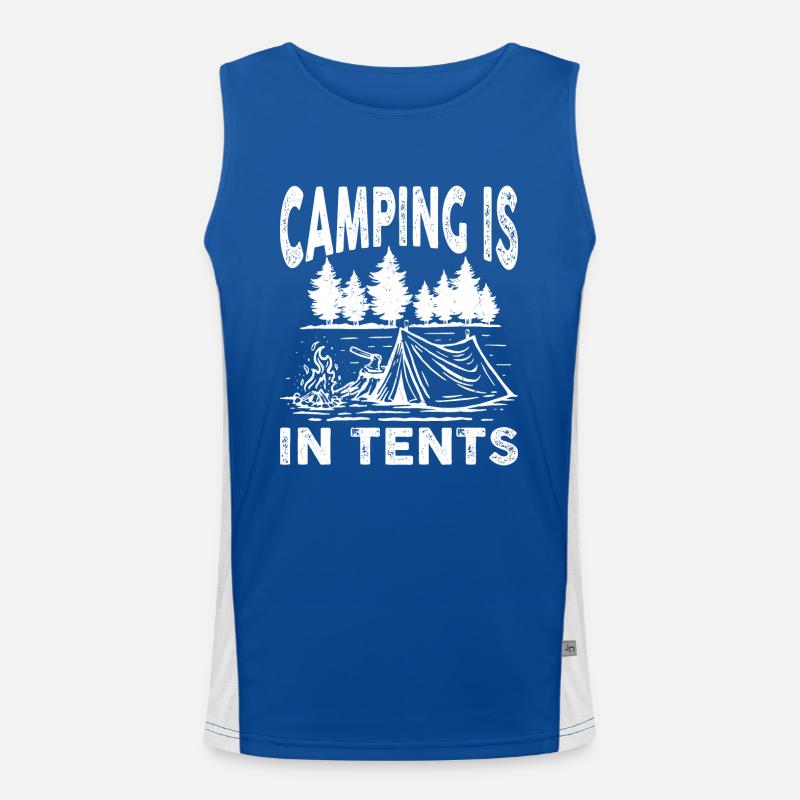 Camping is in Tents Funktionelles Kontrast-Tank Top für Männer 