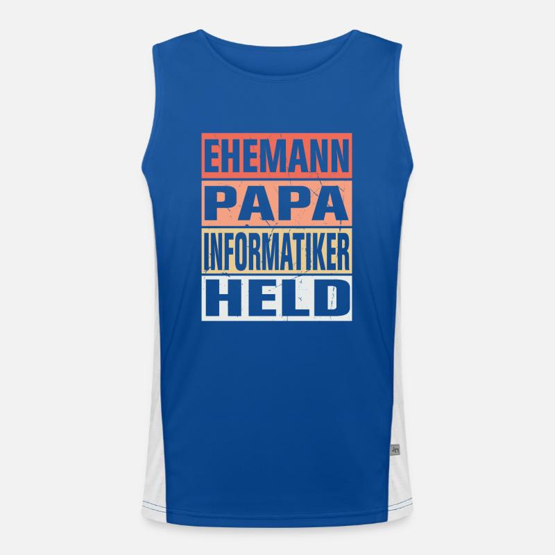 Informatiker Vater Ehemann Held Funktionelles Kontrast-Tank Top für Männer 