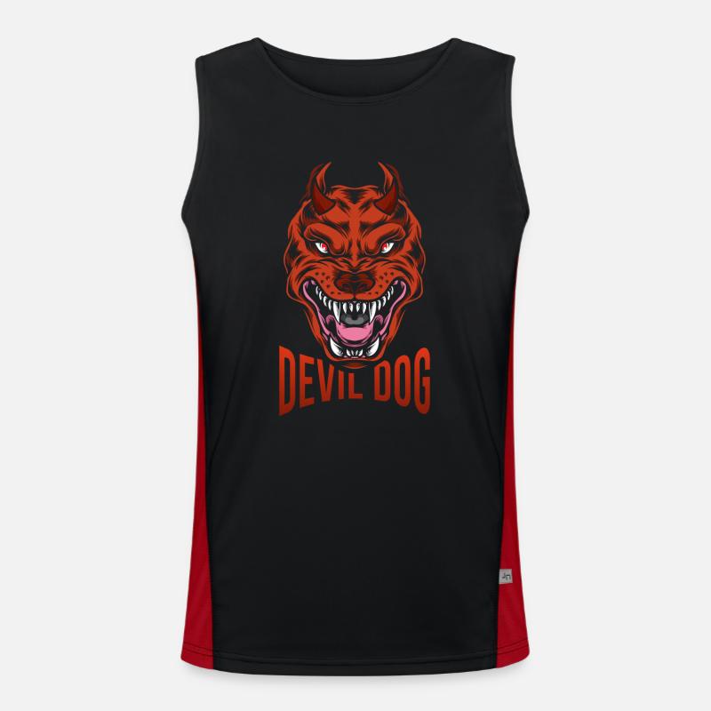 Devil dog with sharp teeth - Men's Functional Contrast Tank Top  - black/red