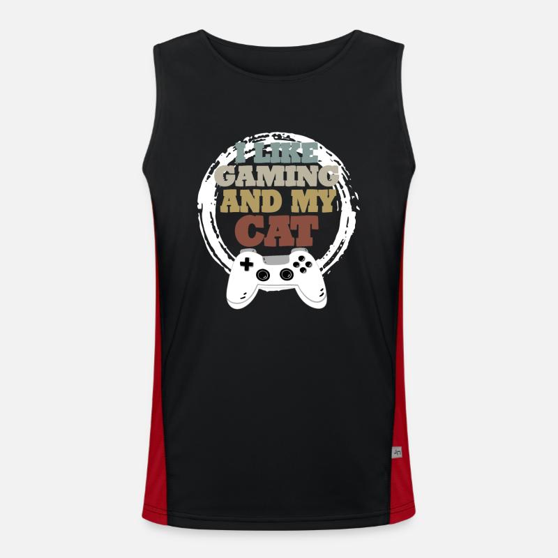 Gaming Katze Cat Geschenkidee Funktionelles Kontrast-Tank Top für Männer 