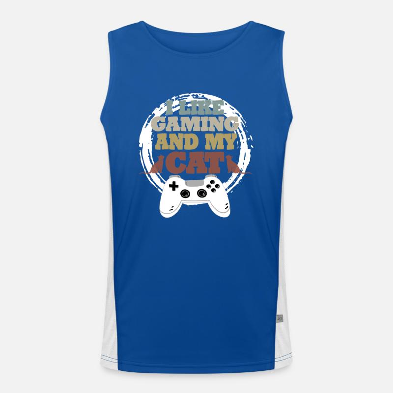 Gaming Katze Cat Geschenkidee Funktionelles Kontrast-Tank Top für Männer 
