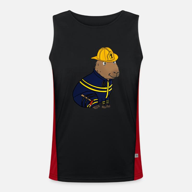 Feuerwehrmann Feuerwehr Capybara Funktionelles Kontrast-Tank Top für Männer 