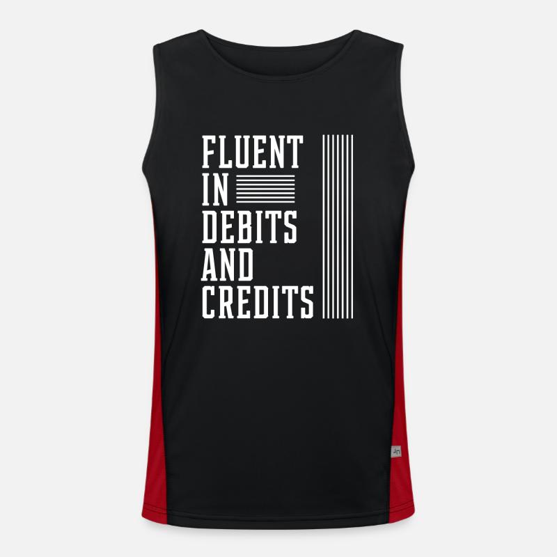 Fluent In Debits And Credits - Accountant Funny Men's Functional Contrast Tank Top 