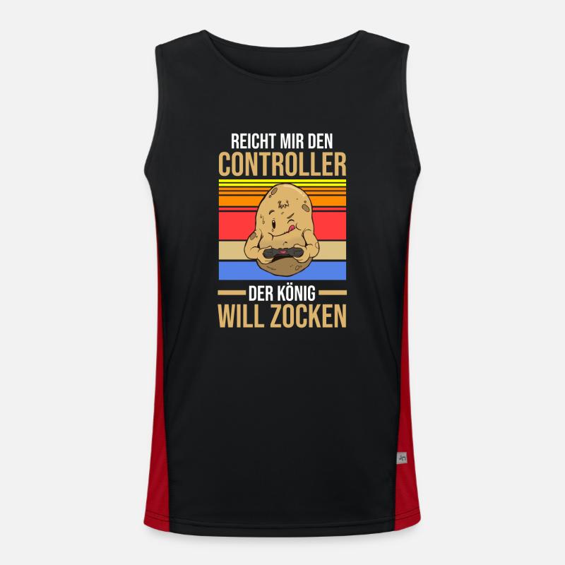 Reicht Mir Den Controller Der König Will Zocken Funktionelles Kontrast-Tank Top für Männer 