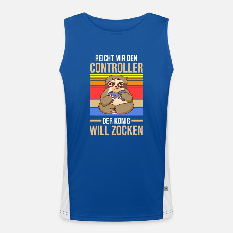 Reicht Mir Den Controller Der König Will Zocken Funktionelles Kontrast-Tank Top für Männer 