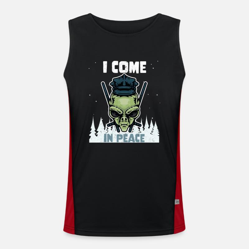 Alien Galaxy Science Space Lover I Come In Peace Funktionelles Kontrast-Tank Top für Männer 