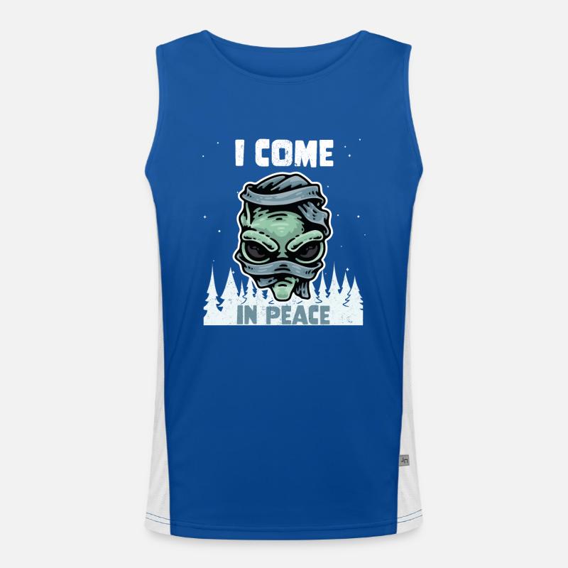 Alien Galaxy Science Space Lover I Come In Peace Funktionelles Kontrast-Tank Top für Männer 