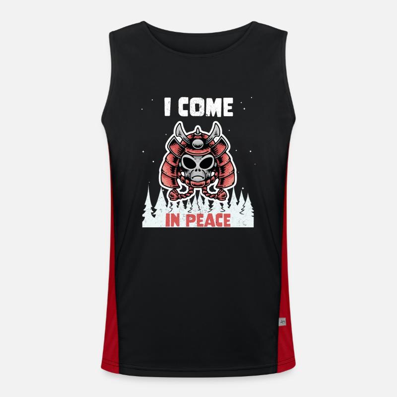 Alien Galaxy Science Space Lover I Come In Peace Funktionelles Kontrast-Tank Top für Männer 