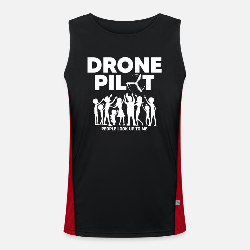 Drones, drones, drone flying - Men's Functional Contrast Tank Top  - black/red