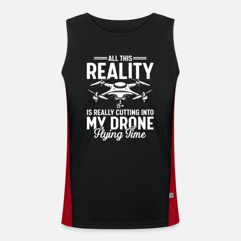 Drones, drones, drone flying - Men's Functional Contrast Tank Top  - black/red