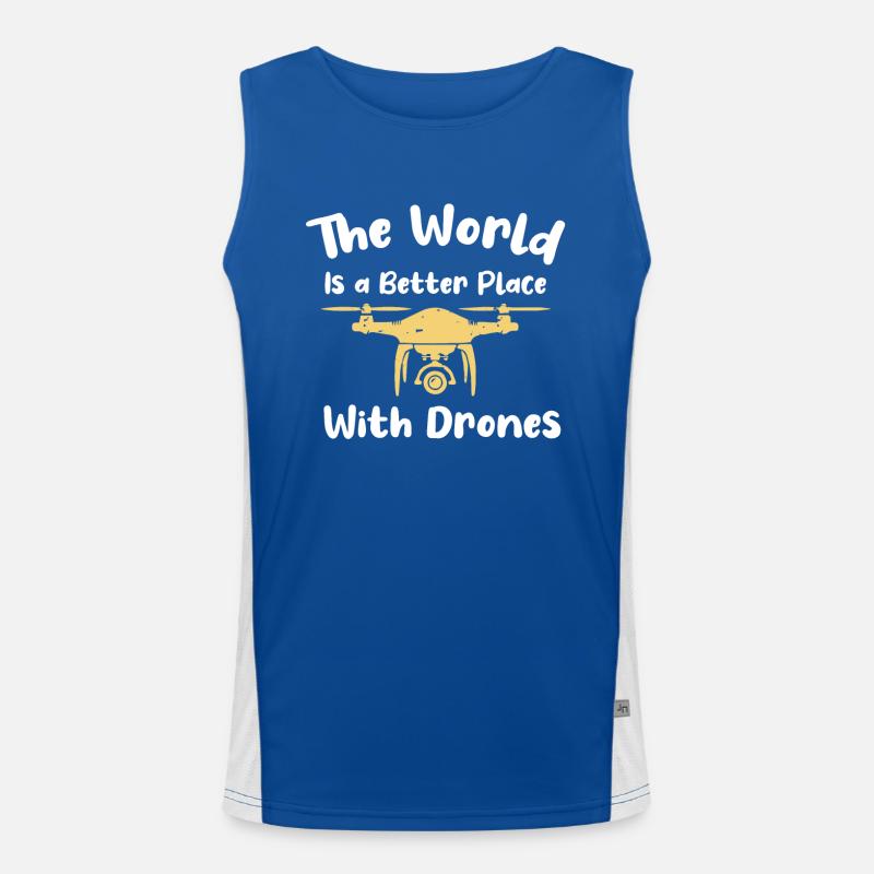 Drone volant, drones, drones, modèles réduits d’avions Débardeur respirant contrasté Homme 