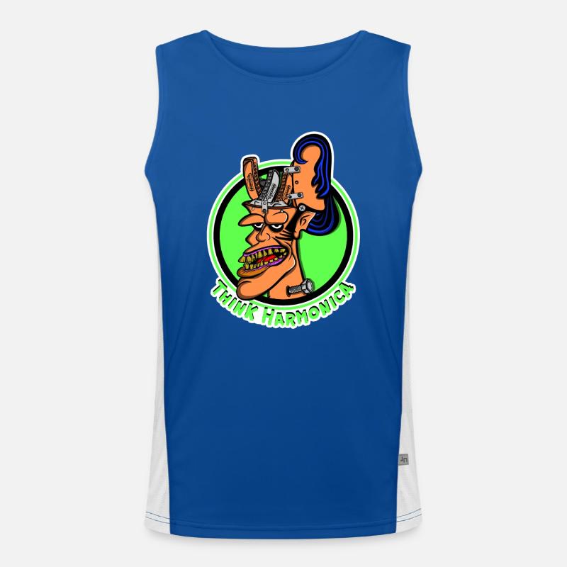 Harmonica style Rat Fink harmonica player Men's Functional Contrast Tank Top 