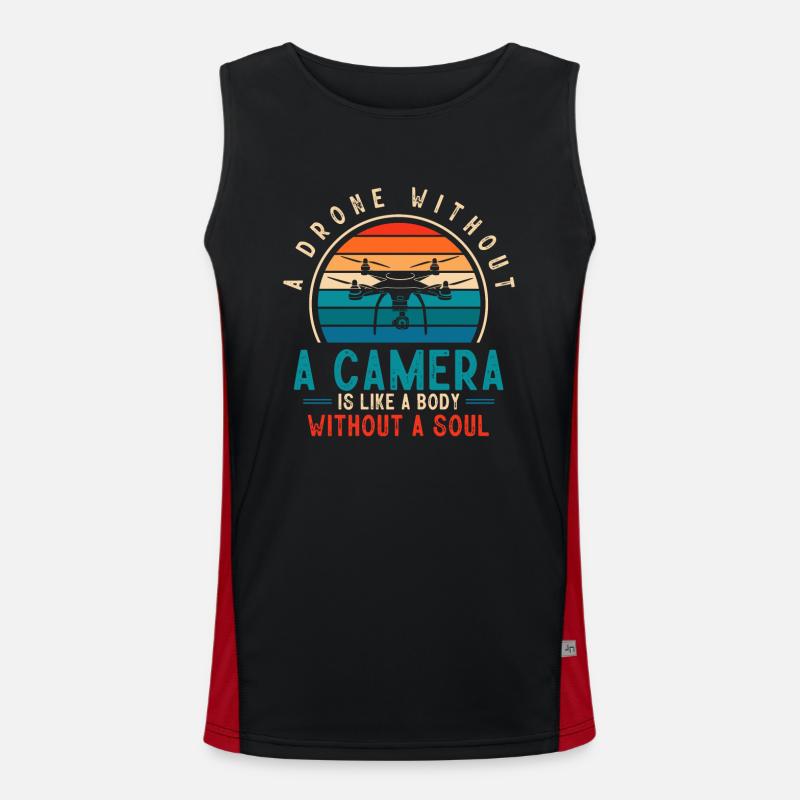 Drone flying, aerial drones, multicopters, drones - Men's Functional Contrast Tank Top  - black/red