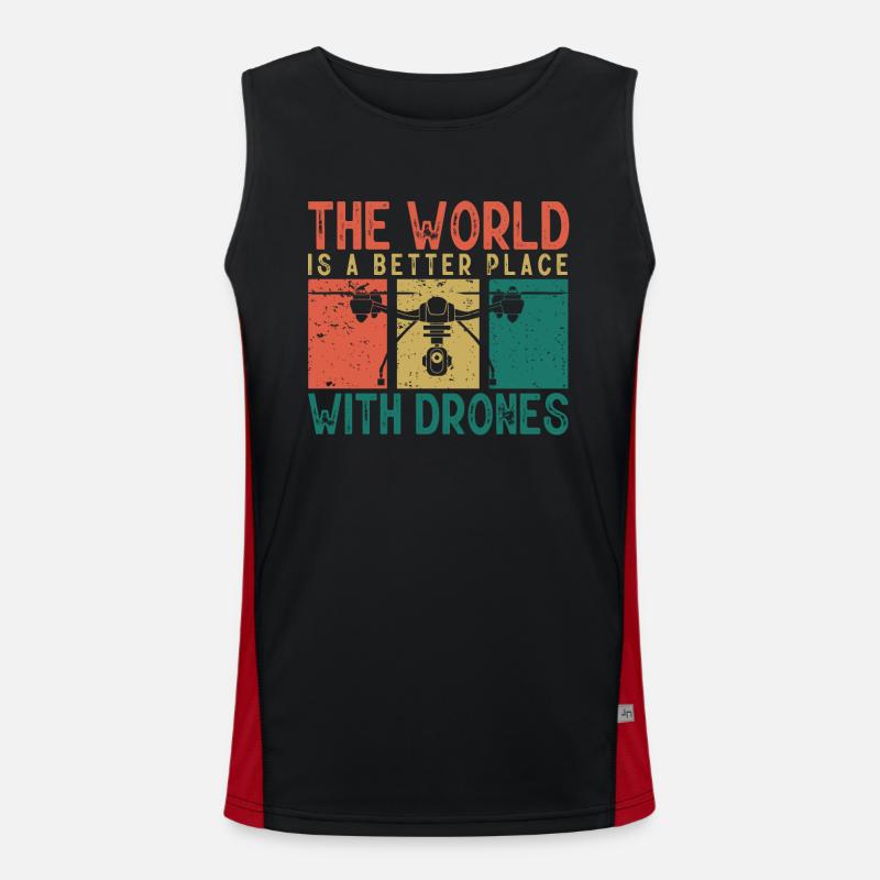 Drone flying, aerial drones, multicopters, drones Men's Functional Contrast Tank Top 