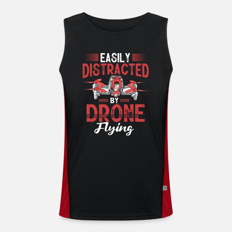 Drone flying, aerial drones, multicopters, drones - Men's Functional Contrast Tank Top  - black/red