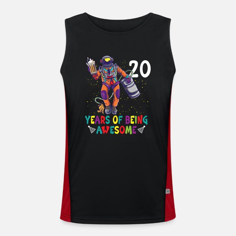 20th Birthday Astronaut Astronomy Solar System Funktionelles Kontrast-Tank Top für Männer 