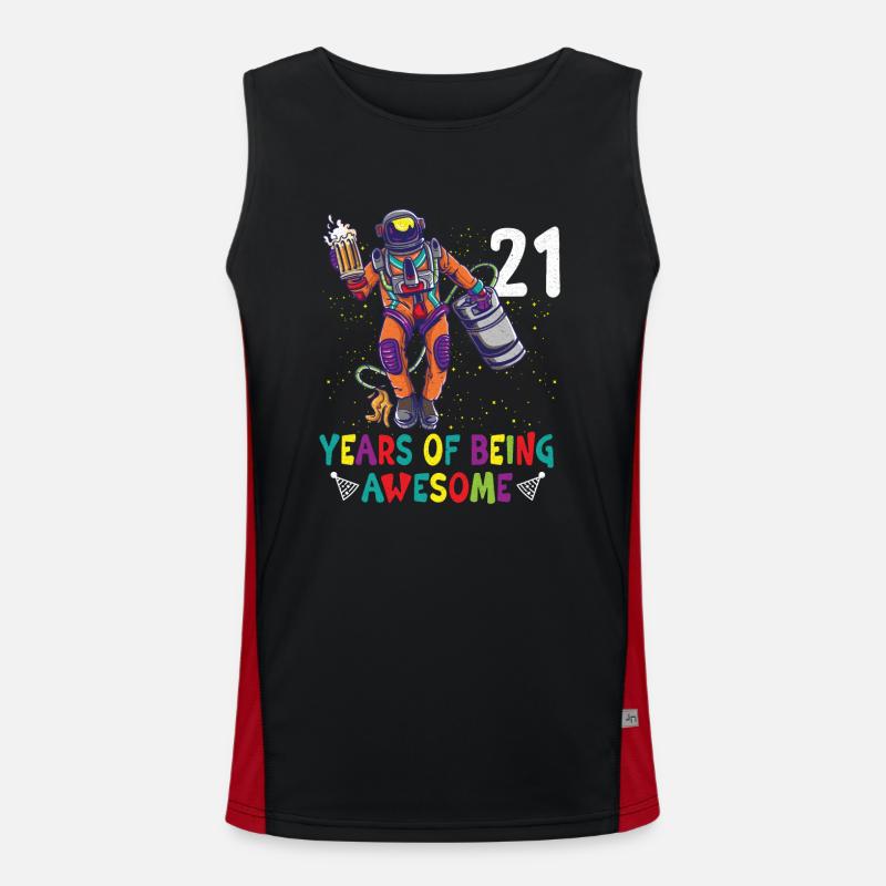 21th Birthday Astronaut Astronomy Solar System Funktionelles Kontrast-Tank Top für Männer 