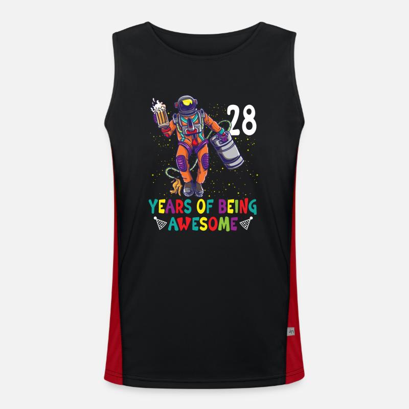 28th Birthday Astronaut Astronomy Solar System Funktionelles Kontrast-Tank Top für Männer 