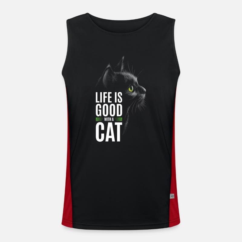 Life is good with a cat Men's Functional Contrast Tank Top 