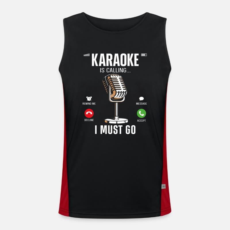 Karaoke Singer Karaoke Is Calling Men's Functional Contrast Tank Top 