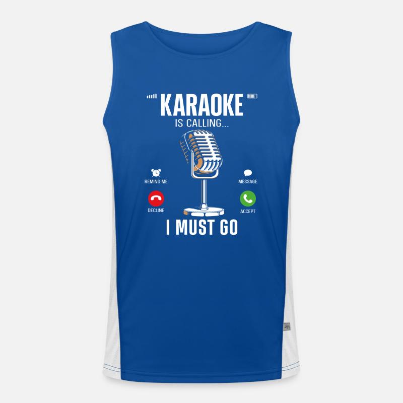 Karaoke Singer Karaoke Is Calling Men's Functional Contrast Tank Top 
