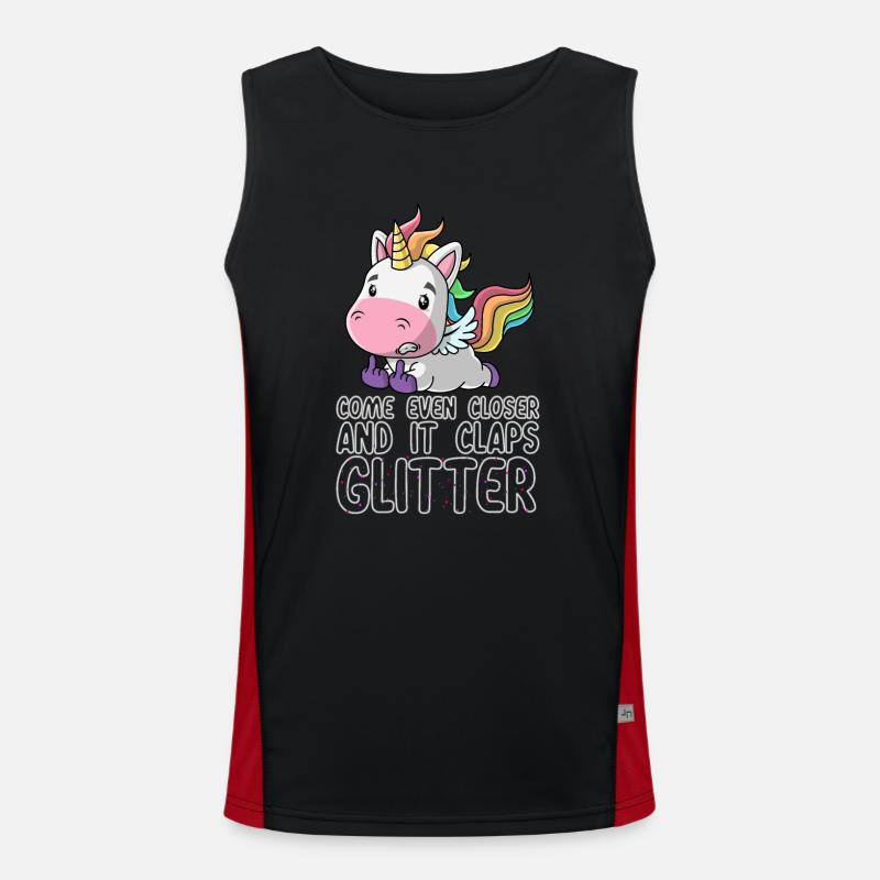Noch näher es klatscht Glitzer Einhorn Geschenk Funktionelles Kontrast-Tank Top für Männer 