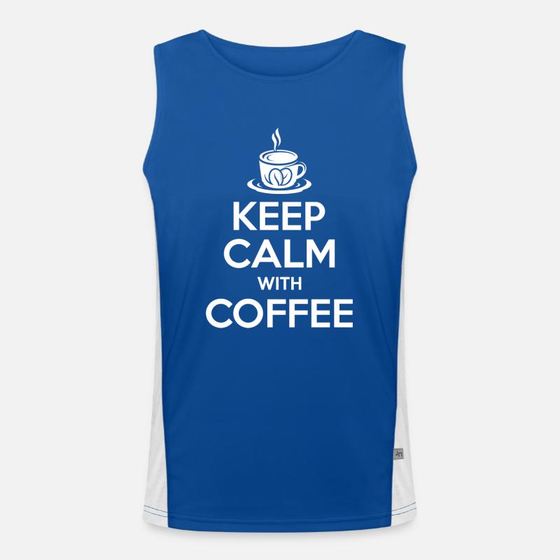 Halte Sich Mit Kaffee Ruhig Funktionelles Kontrast-Tank Top für Männer 
